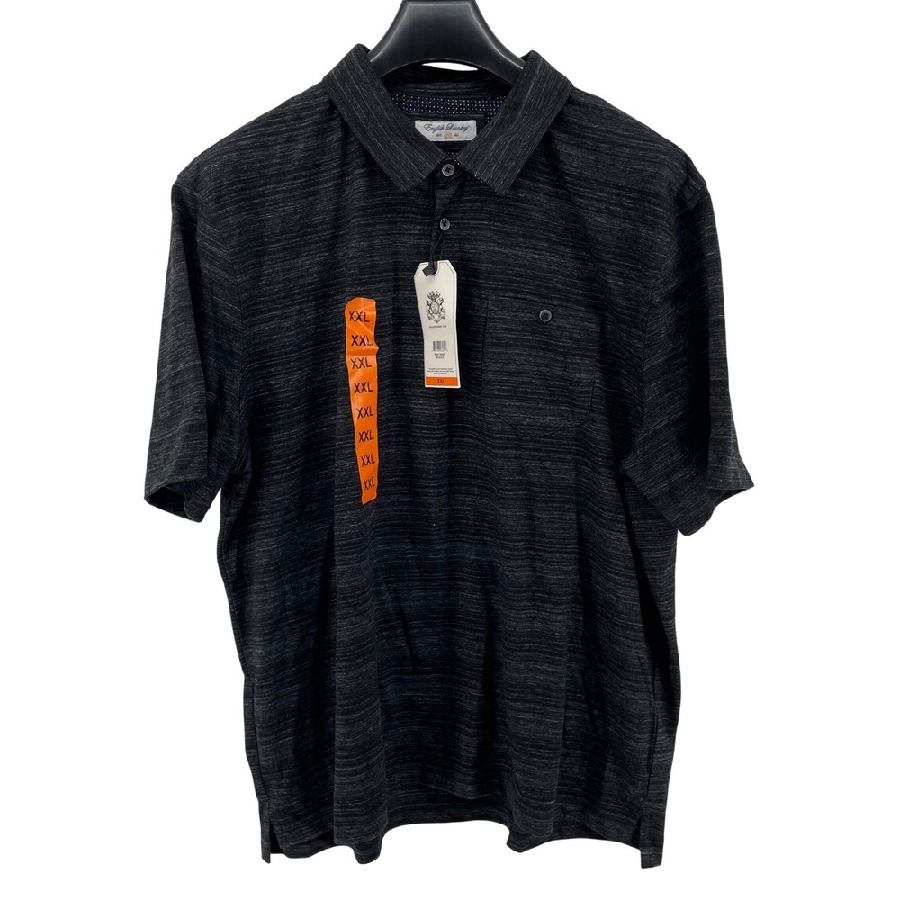 English Laundry‎ Polo Shirt Mens XXL Black Structured Collar Short Sleeve New